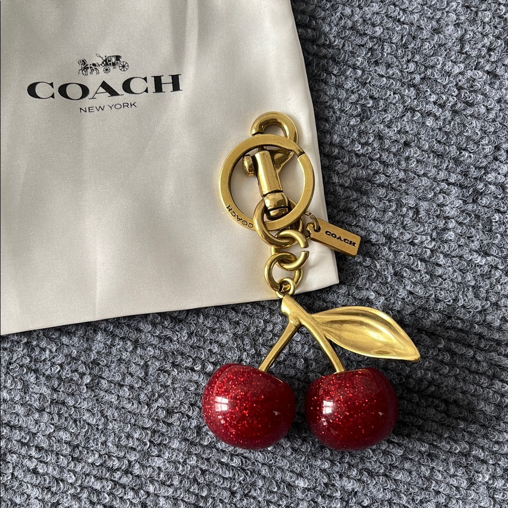 Coach Gold-Tone Keychain Charm with Logo Tag